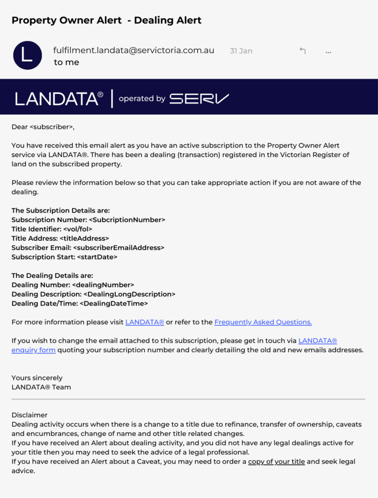 Property Owner Alert Victoria - LANDATA®