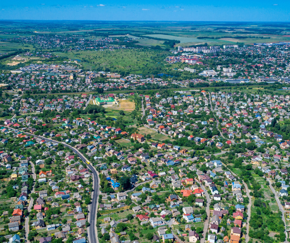 birds eye view of melbourne suburb